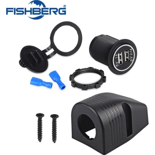 FISHBERG 4.2A/3.1A 12V Dual USB Car Charger Cigarette Lighter Power Socket Tent Base for Car Truck Motorcycle Boat ATV