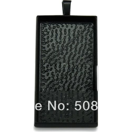 Free Ship!!! 30pcs Black Color Rectangle Blank Pendant Trays / Bezels 24x48mm / glass pendant setting