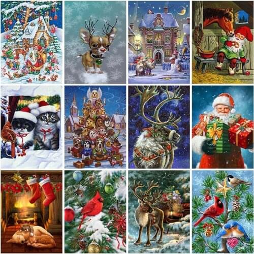 Cartoon DIY Snowman 5D Diamond Painting Cross Stitch Kits Full Round Drill Mosaic Embroidery Diamond Santa Claus Christmas Gift