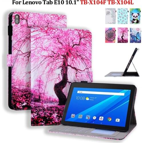 Case For Lenovo Tab E10 10.1 Tablet Cover Funda TB X104F TB X104L Flower Cartoon Painted Leather Cover For Lenovo Tab E10 Case