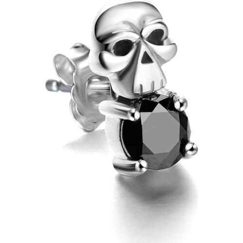 Black Awn New Skull 925 Sterling Silver Black Spinel Trendy Engagement Earrings for Women Fine Jewelry Gift I169