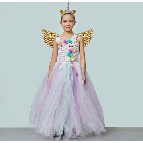 Baby Unicorn TUTU Dress Girls Carnival Disguise Clothes Halloween Pony Costume Dress Fancy Ball Gown Princess Party Dresses Robe