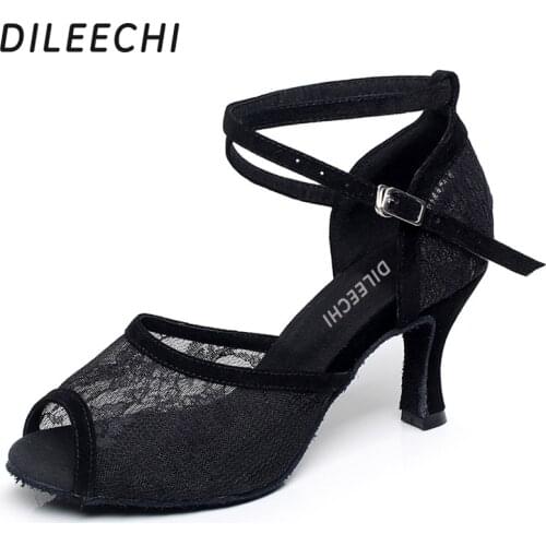 DILEECHI Latin dance shoes womens summer adult dance shoes high-heeled companionship dance sandals soft outsole