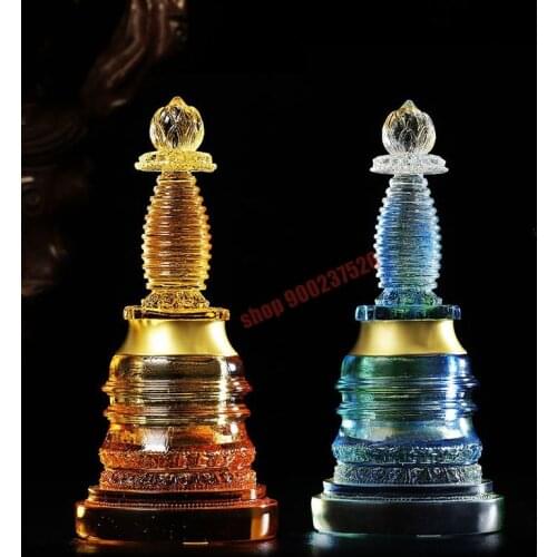 Crystal pagoda, Buddhas ornament, Tibetan Buddhist Yakeli Sutra Stupa, dedicated to Wenchang small pagoda, 12cm Bodhi pagoda