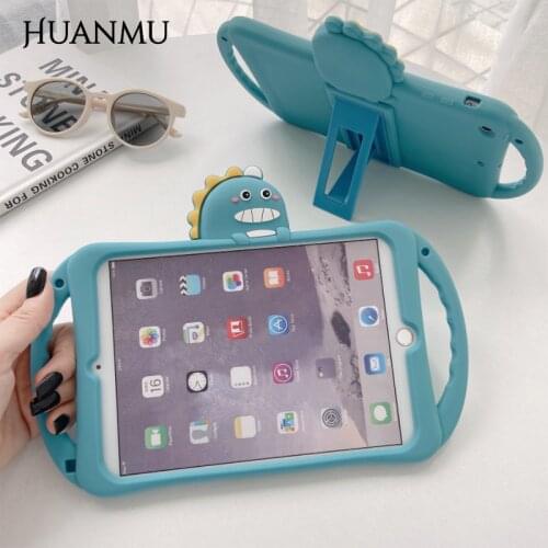 Soft Shockproof Silicone Cover Kickstand Case With Lanyard for iPad mini1/2/3/4/5 iPad5/2017/2018 iPad6/Pro9.7 Tablet for Kids