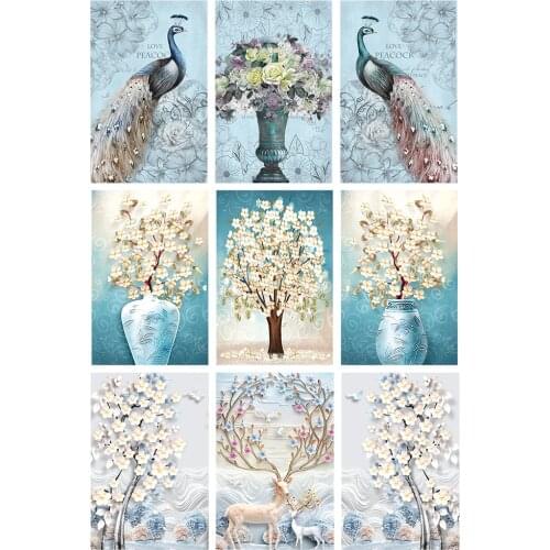 Triptych DIY Cross Stitch Animal Series Set 11CT Ecological Cotton Thread Printing Embroidery Home Decoration Wall Art Painting