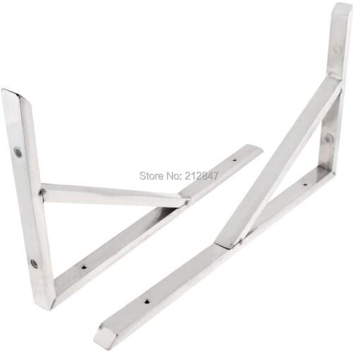 Wall Mounting Shelf Support Angle Bracket Silver Tone 18 Inches Long 2Pcs