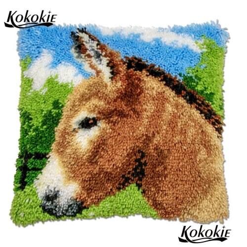 Threads embroidery Latch Hook Rug Kits cross stitch sets sale pillowcase animals cushion mat Crocheting Rug Yarn Needlework set