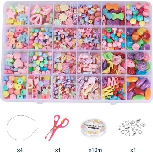 New Childrens Puzzle Beaded Set Acrylic Color Beads Handmade Materials Diy Bracelet Jewelry Accessories