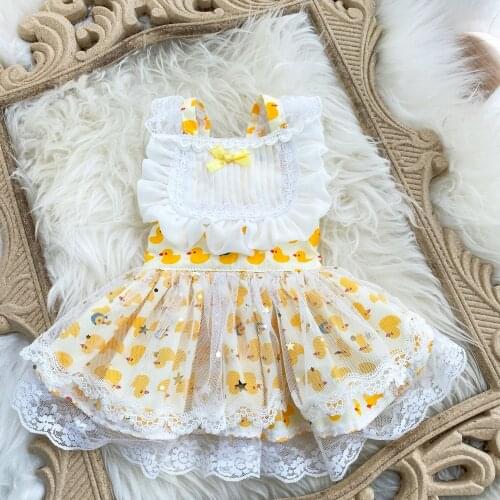 Dog Clothes Flower Skirt Spring and Autumn Than Bear Pomei Lovely Fluffy Skirt Cat Tedi Spring and Autumn Thin Princess Skirt