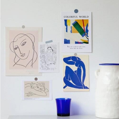 5 Sheets Ins Simple Line Art Postcard Collocation Decoration Card Photo Frame Picture Bedroom Wall Sticker Gift Greeting Cards