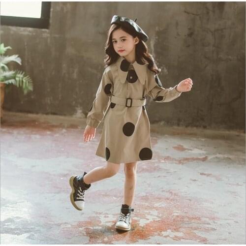 Girls Dot Dresses 2019 Autumn Fashion Casual Kids Long Sleeve Dress Sweet Girl Shirt Dress Sweet Kids Princess Costume
