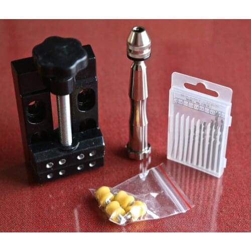 Whole set of Aluminium Alloy Manual Hole Drilling Reamer Hand Twist Drill Clamping 0.5-3.0mm with 1pc vice and 10pcs drill bits