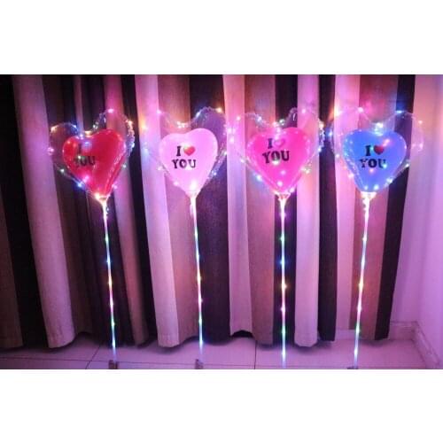 Transparent Heart Shaped Ball LED Light Love Heart Ball in Ball Glow Handheld Birthday decoration balloon 100 set lin4944
