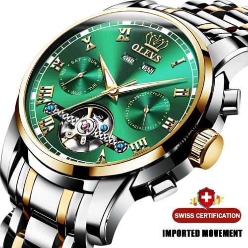 OLEVS Luxury Automatic Watches Men Mechanical Stianless Steel Sports Business Bracelet Wristwatch reloj hombre 6607