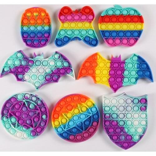 Rainbow Push Pop Bubble Fidget Sensory Toys Colorful Luminous Desktop Game Kids Educational Toy Adult Stress Relief Toys Gifts