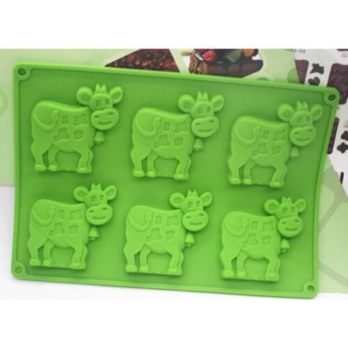 6 cavity cow shape silicone mooncake mold handmade Chocolate Fondant cake mould Baking mold DIY tools
