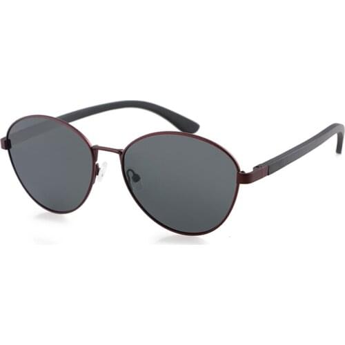 Dropshipping Uv400 Vintage Retro Polarized Circle Sunglasses Men Round Red Metal Ebony Wood Temple Sun Glasses