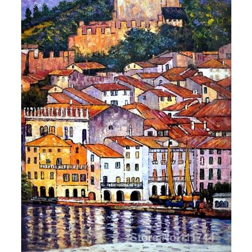 Modern art Malcesine on Lake Garda Gustav Klimt oil painting replicas High quality Hand painted