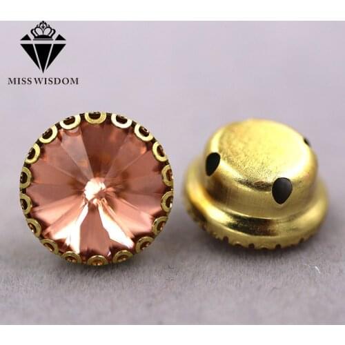 New arrival Water Red Round glass crystal sew on rhinestones gold base lacy claw rhinestone strass Diy clothing accessories