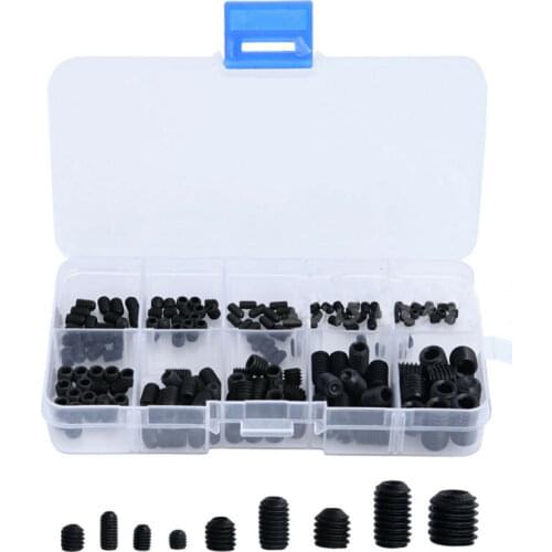 200pcs M3 headless fixing screw hexagon socket headless screw Black/stainless steel headless screw classification kit
