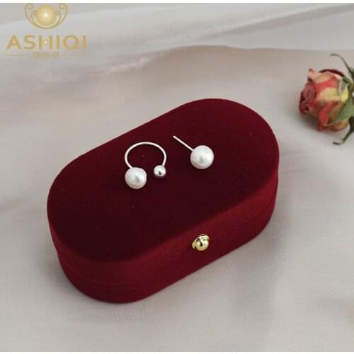 ASHIQI Natural Freshwater Pearl Ear Clips 925 Sterling Silver Earrings Jewelry for Women Gift