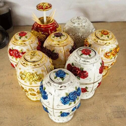 Metal Plated Toothpick Can Creative Home Decoration Household Products Flat Bottom Egg Shaped Rose Box