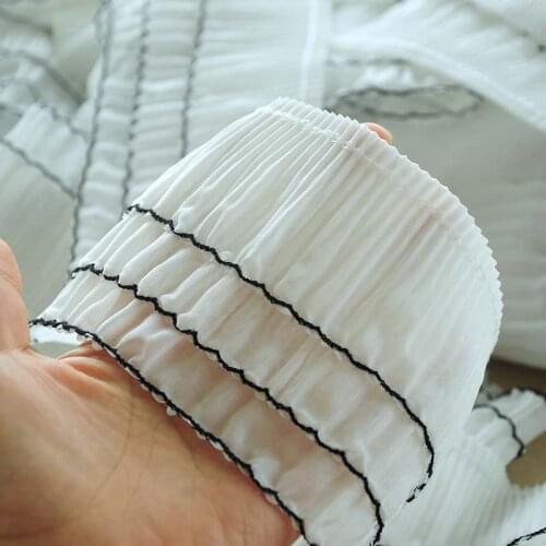 1M High Quality Lace Fabric Chiffon Trim Width 10cm Lace Ribbon Curtain Trimmings Sewing Clothing Collar Guipure encajes QZ16