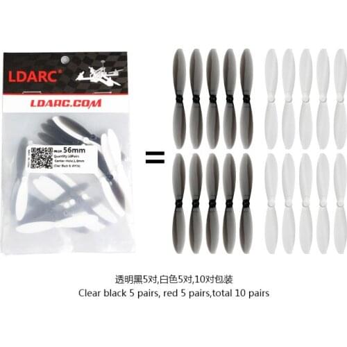 10Pairs LDARC 56mm 2-Blade PC Propeller 1mm Mixed Color for RC FPV Racing Freestyle Tinywhoop Micro Drones DIY Parts