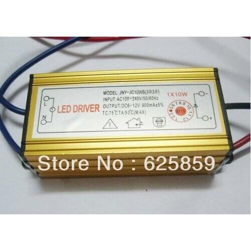 10W LED Driver for 85-265V ac in and 3x3W 6-12V 900mA high Power 10w led chip transformer, free shipping