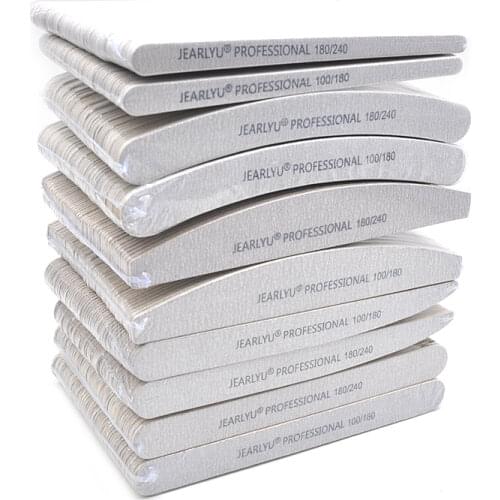 100 PCS Stong Thick Nail File Blocks 100/180 Grits 180/240 Professional Sanding Buffer Files Wooden Manicure Nail Care Tools Kit