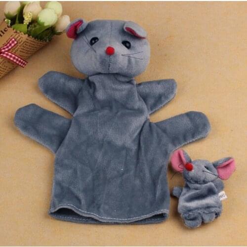 2pcs Mouse Soft Animal Finger Puppet Baby Infant Kid Toy Plush Toys Hand Puppets Telling Story Interactive Educational Toys