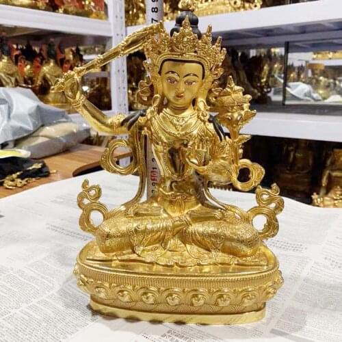 30CM large GOOD buddha statue temple home family Buddhism protection Gilding Guanyin the Bodhisattva Manjusri buddha statue