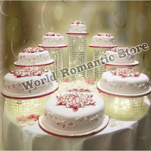 7pcs/set crystal Acrylic round cake stand Party Props wedding cake display cupcake holder Party Props