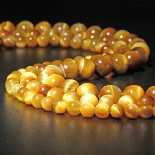 Natural Grade A Gold Tiger Eye Stone Beads 6 mm 8 mm 10 mm 12 mm Gem Stone Polished Round Beads For DIY Jewelry Making Bracelets