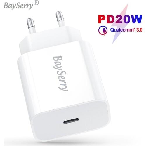 BaySerry 20W PD USB Type C Quick Charger For iPhone 12 11 Pro Max Mini QC 4.0 3.0 USB-C Fast Charging For Samsung Xiaomi Huawei