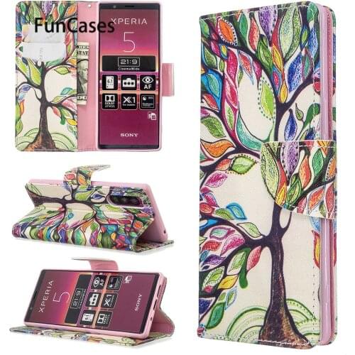 Phone Etui Cases For carcaso Sony Xperia 5 Carcasa Cartoon Phone Accessory Protect sFor Sony Xperia para XZ5 Wallet Flip Case