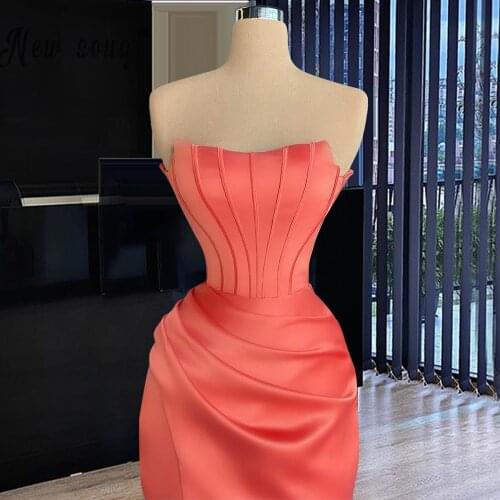 Mermaid Scoop Long Evening Dresses 2021 Satin Side Split Robe De Soiree вечерние платья Vestidos De Fiesta