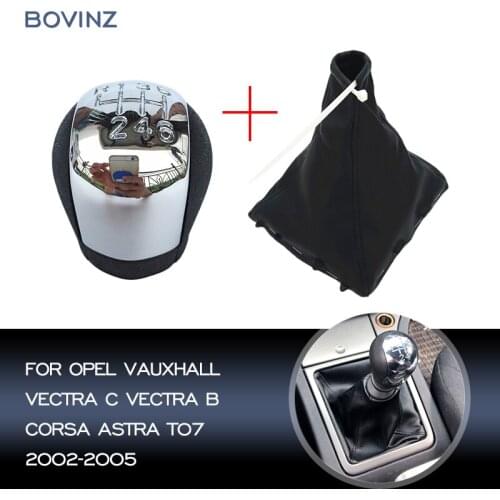 For Opel Vauxhall Vectra C Vectra B Corsa Astra 2002-2005 5/6 Speed Chrome Car Gear Shift Knob Lever Stick Pen Gaiter Boot Cover
