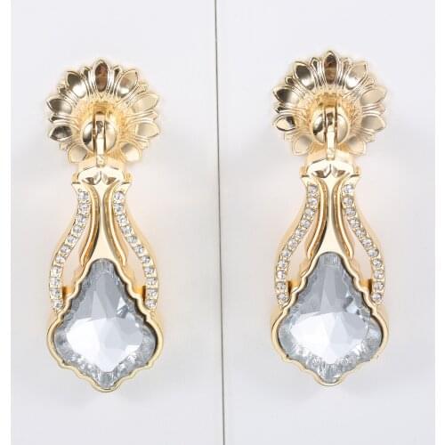 DRELD Crystal Glass Diamond Door Handles Kitchen Cabinets Knobs and Handles European Furniture Handle Drawer Pulls Home Decor