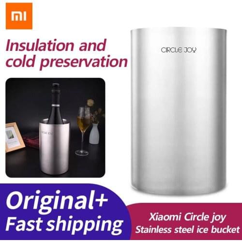 Stainless Steel Double-Layer Ice Bucket Portable Round Bottles Cooler Eficient Insulation Red Wine Champagne Beer Barrel Tools