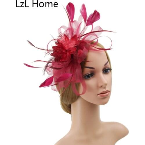 LZL Home headwear hair clip bride feather hair hat bride headwear multiple colors optional linen yarn hair accessories for women