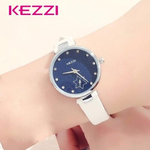 Kezzi Women Dress Wristwatch Fashion Starry Sky Female Casual Quartz Watch Creative Star Pattern Leather Watches Reloj Mujer
