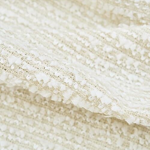 Creamy White Weaving Tweed Fabric For Coat Dress Suits Telas Por Metro Tissus Au MÈTre Ткань Для Шитья Sewing By The Yard Tecido