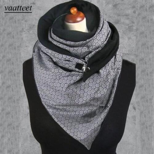 Fashion Women Soild Dot Printing Button Soft Wrap Casual Warm Scarves Shawls
