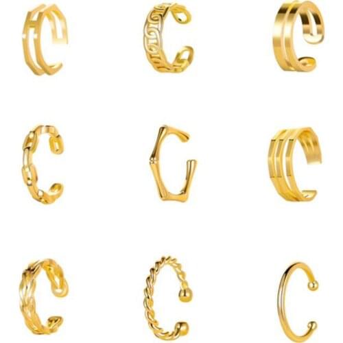 No Pierced C-shaped Ear Bone Earcuff Earring Without Piercing Gold Color Alloy Clip Earrings for Women Climbers Jewerly Gift