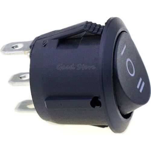 New 10 Pcs KCD1-2 Black ON/OFF/ON 3 Position 3Pin SPDT Round Boat Rocker Switch 6A/250V 10A/125V