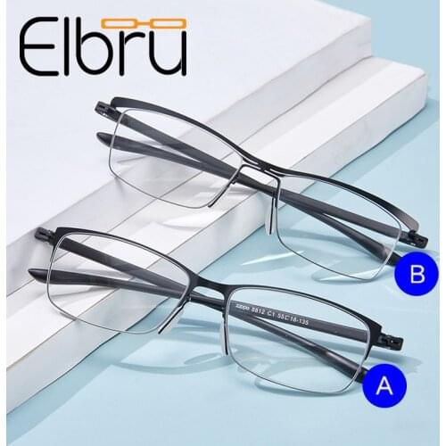 Elbru HD Reading Glasses For Women Eyewear For Men Square Business Presbyopic Glasses Diopter +1.0 +1.5 +2.0 +2.5 +3.0 +3.5 +4.0