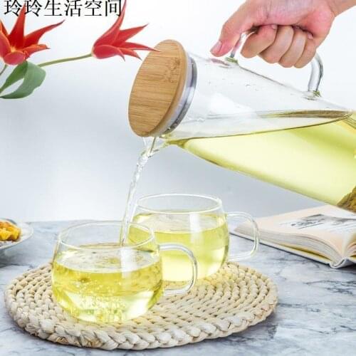 Lemon soaking water cooler large capacity household transparent fruit juice water cooler set bamboo cover straight tube bottle