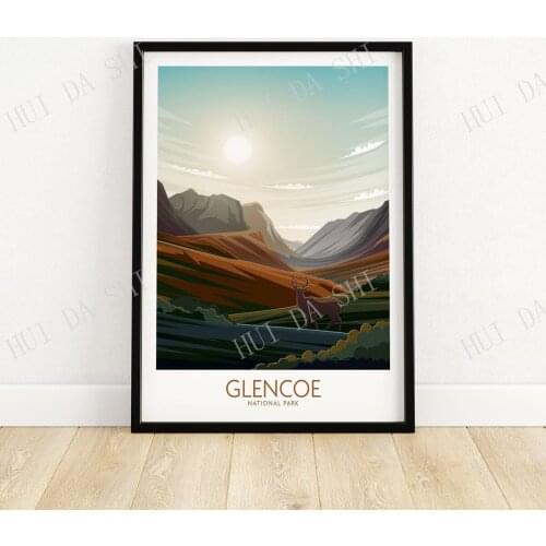 Glencoe National Park Poster | Art Print | Scotland Travel Poster | Scottish Highlands Nature Print | Wall Art Home Decor